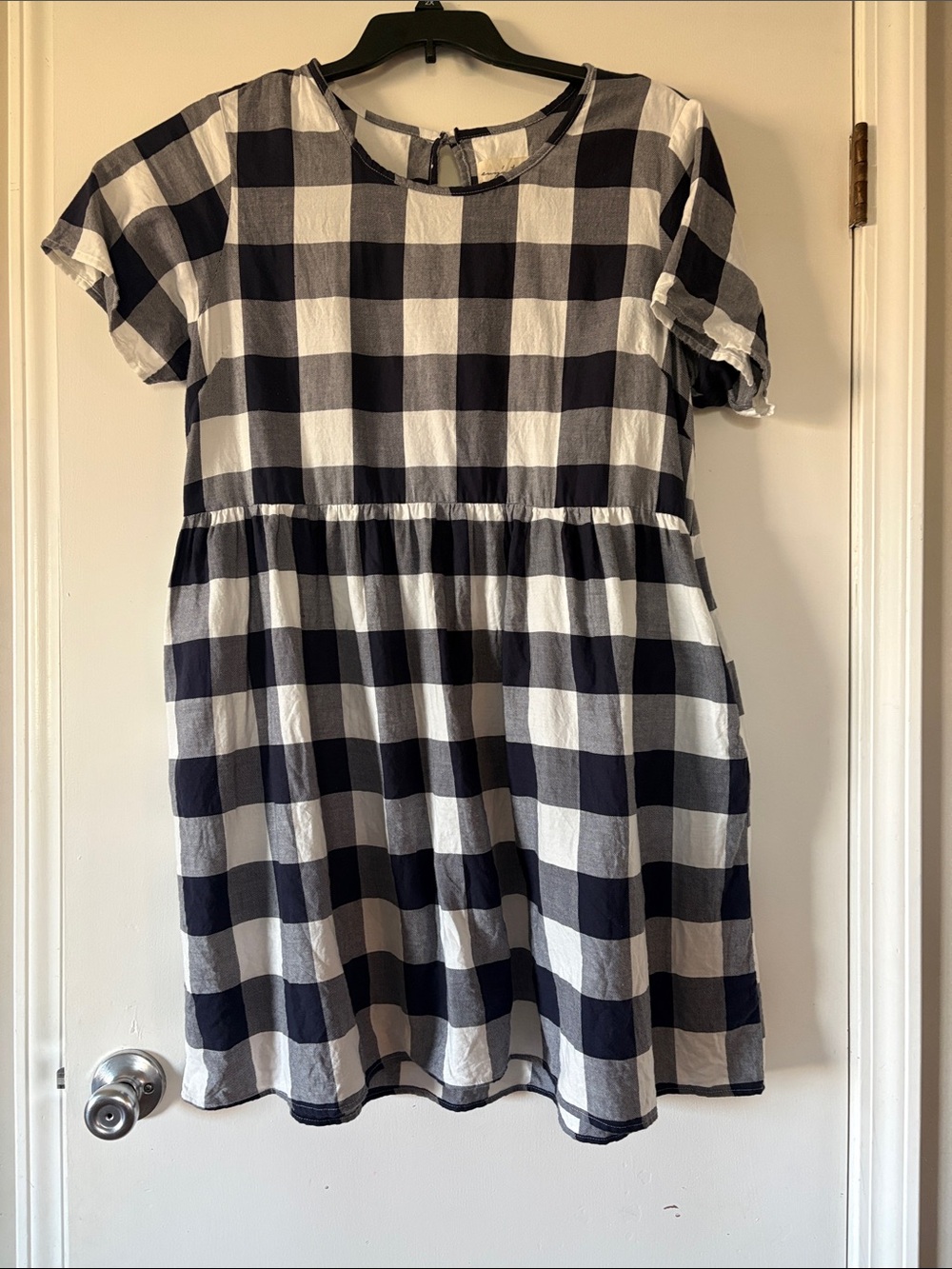 evy's tree Navy and White Gingham Midi Dress